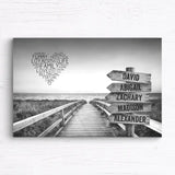 Signpost-Canvas “Beach Path” Black/White