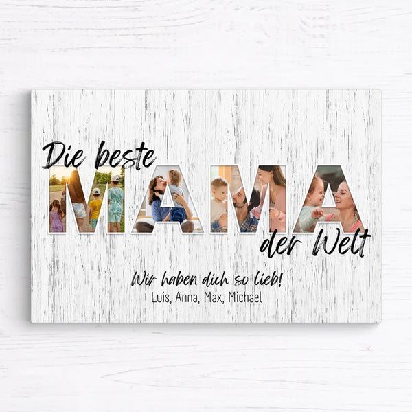 Personalisierte Familien-Leinwand „Beste Mama der Welt“