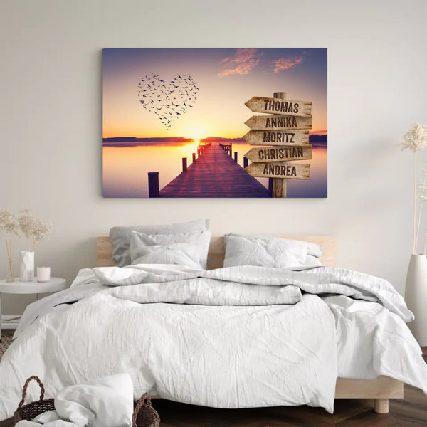 Personalisierte Familien-Leinwand – Wegweiser “Steg”
